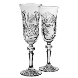   Liliom * Cristal Set de pahare de șampanie pentru nuntă (2 piese) (LGyű17698)