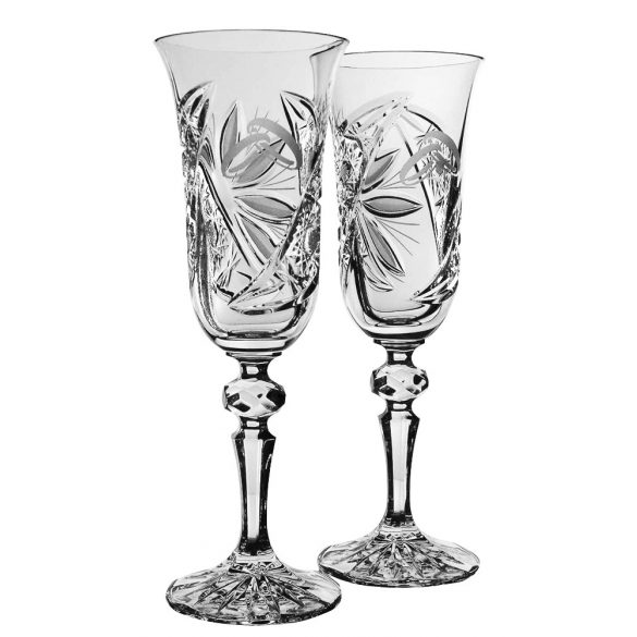 Liliom * Cristal Set de pahare de șampanie pentru nuntă (2 piese) (LGyű17698)