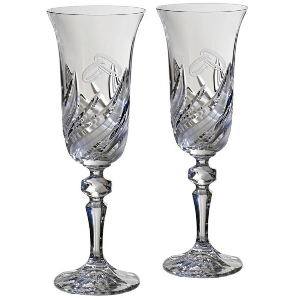 Fire * Cristal Set de pahare de șampanie pentru nuntă (2 piese) (LGyű18698)